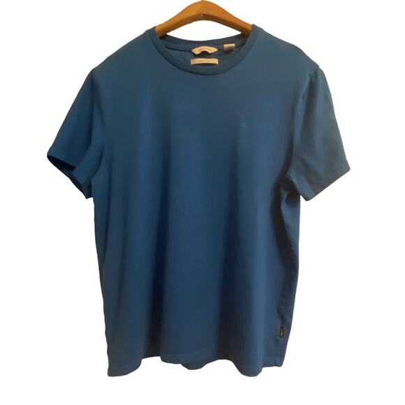 Calvin Klein Shirt Men’s Med Short Sleeve Liquid Touch Casual Crew Poseidon Blue - Picture 14 of 16